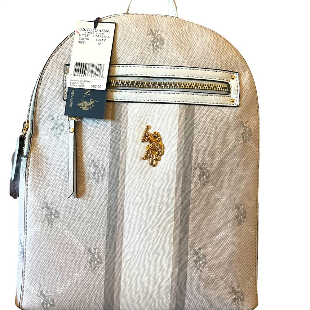 NWT, beautiful and spacious white leather Ralph Lauren; Polo backpack